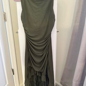 Elegant Olive Green Evening Dress